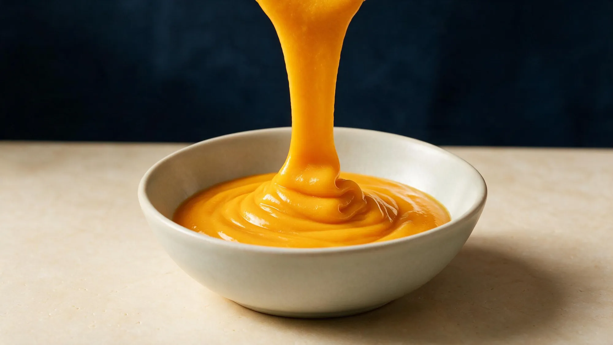 Fruit puree poured into a bowl